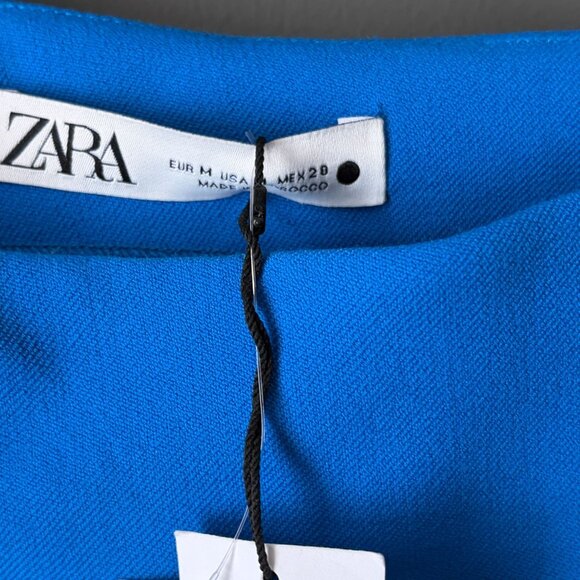 NWT Zara Asymmetrical Sleeveless Royal Blue Curved Hem Stretch Knit Top Medium - Picture 4 of 5